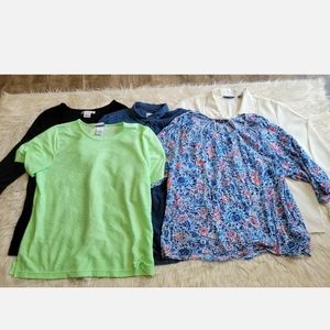 Lot of 5 Womens Shirts XL Blouse Black Denim Ivory Button Up  FLAW